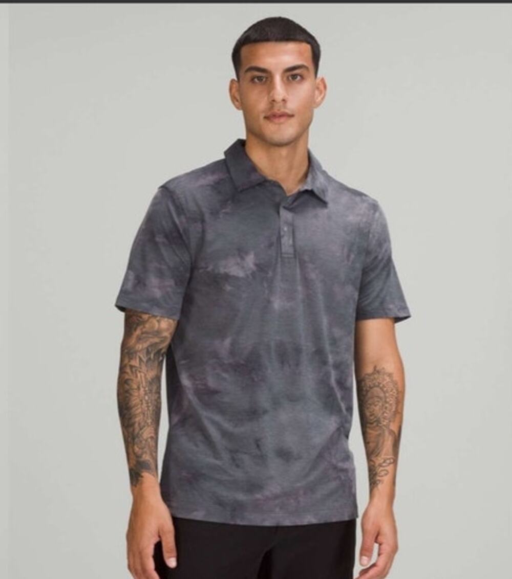 Lululemon Evolution Polo Gray Tie Dye Sz S Casual Performance Golf